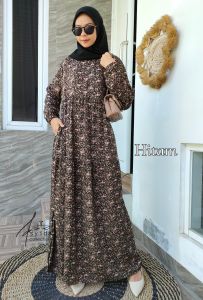 Gamis Wanita Rayon Premium A-Line Motif Terbaru / Dress Busui Adem Syakira Tebal Halus