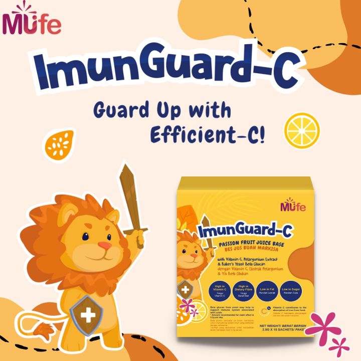 Mufe ImunGuardC 15's for children (with vitamin c, pelargonium extract & baker's yeast beta