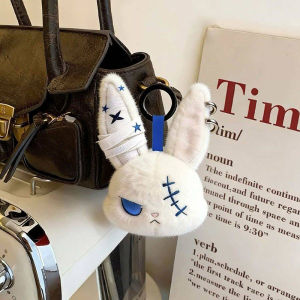 Tối Gothic Móc khóa Thỏ thỏ dễ thương plushie Keyring Charm Gắn Túi sinh nhật đáng ngạc nhiên Quà Tặng