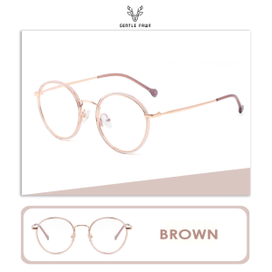 GENTLE FAWN Kacamata Frame Bulat Kecil Retro TR90+Metal Minus Antiradiasi Blueray Photocromic Pria Wanita 7783
