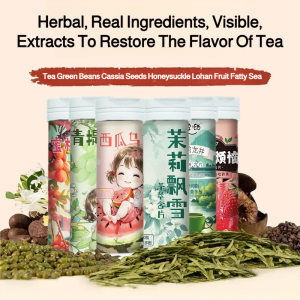 💕0 Sugar 0 Fat💕Low Temperature Cold Green Tea Lozenges Peach Oolong Red and Green Flower Tea Non-Tea Koule Mouth-Clearing Lozenges