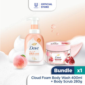 Dove Self-Foaming Cloud Foam Body Wash 400ml & Dove Scrub 280g