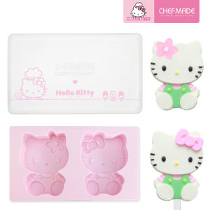CHEFMADE Hello Kitty Cartoon Silicone Mold DIY Ice Mold Home-made Popsicle Frozen Ice Cream Cake Baking Mold 3D Handmade With Cover Set KT7048