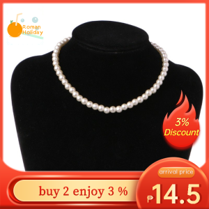 🔥🔥Roman Holiday Elegant White Glass Imitation Freshwater Pearl Necklaces Women Jewerly Set for Women  COD