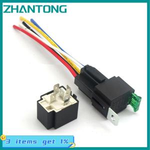 ZHANTONG 1PC 12V DC 4 PIN Car Fused Relay 30A ปกติเปิด relais 30A FUSE with 4Pin 5Pin พนักพิง