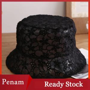 [PAM] Sweet Cute Lace Hat Hollow Flower Bucket Hat Fashion Women Fisherman Hat Breathable Sunshade Sunscreen Hat