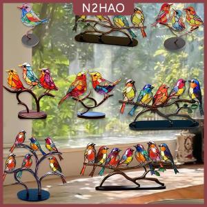 N2HAO Màu Acrylic Chim Trên Chi Nhánh Máy Tính Để Bàn Đồ Trang Trí Hai Mặt Nhiều Màu Phong Cách Chim Thủ Công Bức Tượng Máy Tính Để Bàn Đồ Trang Trí