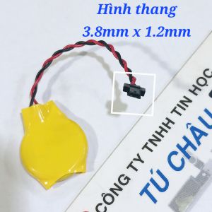 Pin Cmos 2032 CR2032 - 3V (Loại 2 dây 2 lổ) / Đầu cắm hình thang: 3.8mm X 1.2mm