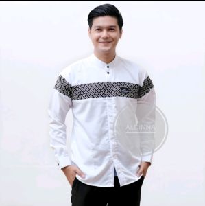 Baju Koko Pria Dewasa Lengan Panjang Motif Kobata Qynang Kombinasi Batik Terbaru 2024 | AINA KOKO