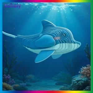 xuhaiy 1 Set DIY Manual Assembly Model Toy 3D Animal Puzzle Narwhal Educational Puzzles Sea Animal Paper Montessori Toys