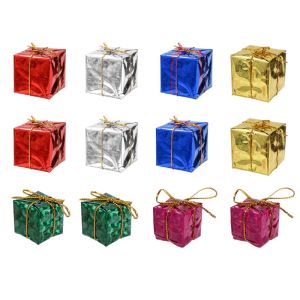 12/24pcs Christmas Tree Hanging Foam Box / Mini Christmas Ornaments Gift Box Hanging Decorations / Mini Colorful Foam Gift Box for Xmas Tree