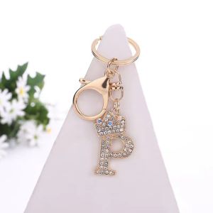 Gold Plated Initial U Keychain – Rhinestone-Encrusted Letter Charm Daily Carry Accessory & Birthday Gift