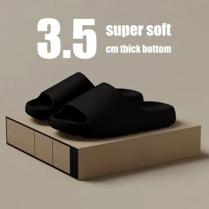 Black EVA slide sandals soft and comfortable with thick soles. StrideNest brand Slipper Soft Bottom SANDALS Both at home and outdoors