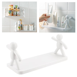 1/2pcs Small Person Wall Mounted Storage Rack Bathroom Cosmetics Storage Kitchen Organizing Storage Rack