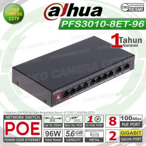 SWITCH POE 8 PORT DAHUA DH-PFS3010-8ET-96