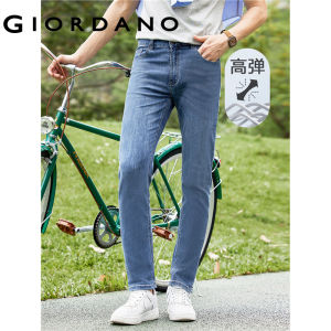 GIORDANO ผู้ชาย  กางเกงยีนส์ทรงหนวด ทรงเอวสูงปานกลาง ทรงเดนิม 5 กระเป๋า ทรงเข้ารูป ทรงเดนิมลำลอง 18112072