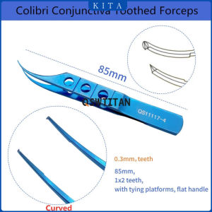 คีมฟันไทเทเนียม Colibri สำหรับเย็บและผูกเชือก คีมจัดการตาแบบโค้ง