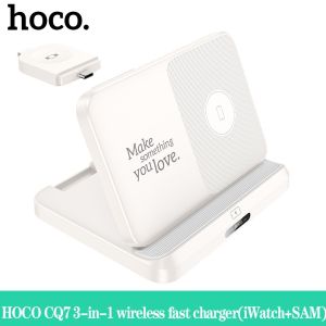 HOCO CQ7 Pass 3 in 1 Wireless Charger 15W Qi Wireless Fast Charger Foldable Portable Wireless Charging Bracket Travel Charger Compatible With Phones Headphones  iWatch Samsung Galaxy Watch Wireless Charger Dock