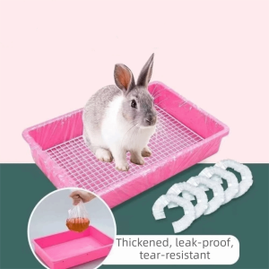 50Pcs Disposable Rabbit Cage Tray Cover Elastic Large Size Pet Disposable Film Cover Litter Mat Plastic Film Cage Tray Mat Rabbit Cage