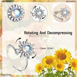 [COD] WEICHENG Rotatable Sun Rings For Women Anti Stress Anxiety Fidget Sunflower Sun Star Ring Party Aesthetic Jewelry Gift