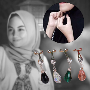 12Pcs Muslim Hijab Scarf Metal U Clips Water Drop Pendant Islamic Headscarf Shawl Ethnic Abaya Safey Brooch Pins