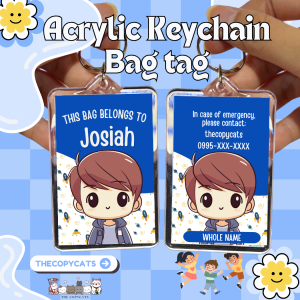 CUSTOMIZED ACRYLIC KEYCHAIN BAG TAG FOR KIDS AND ADULT BACK TO SCHOOL BAG TAG 2024
