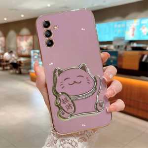 CASE SAMSUNG GALAXY M54 SOFT CASE LUXURY PLATING LUCKY CAT STAND HOLDER PREMIUM