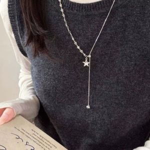 COOLSOOL Chiều Dài Dài Dây chuyền dây chuyền hình ngôi sao. Bạc Thiết kế không đối xứng. Dây chuyền mắt xích rắn Thời trang Kiểu dáng dây chuyền Dây chuyền thời trang phong cách punk. Dành cho cả nam và nữ.