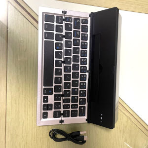 Bluetooth Keyboard Foldable Portable Folding Wireless Keyboard with Portable Pocket Size Aluminum Alloy Housing for iPhoneiPad TabletLaptops and Smartphones