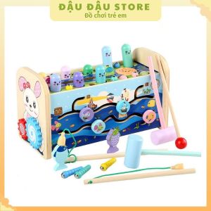 Đồ chơi đập chuột câu cá kèm đàn gỗ đa chức năng đồ chơi đập chuột 5in1 rèn kĩ năng thể chất giáo dục cho bé