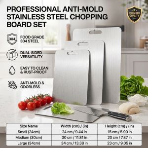 🌟 Kitchen Food Prep Board/NonSlip Chopping Board For Kneading/HeavyDuty Stainless Steel Surface/Antimold/Ultra Durable For Home/304 Stainless Steel Chopping Board Kitchen Home Kneading Board Durable Antimold Cutting Board Stainless Steel Chopping Board