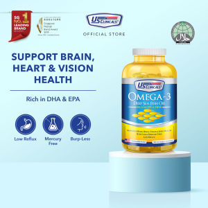 【Halal】US Clinicals Omega-3 Deep Sea Fish Oil 300s | Brain & Heart Health Support | EPA & DHA | Mercury-Free & Low-Reflex