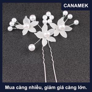 【CANAMEK】 Ngọc Trai Hoa vương miện Frosted tóc trang trí cô dâu cưới handmade trang sức ngọc trai kẹp tóc