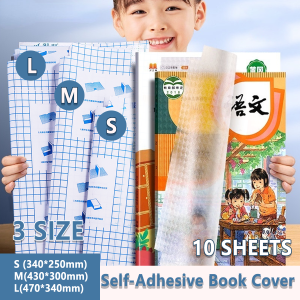 10 Sheets Transparent Self-adhesive Book Wrap Protective Cover Waterproof Film Diamond Wrapper S/M/L Book Covers Waterproof Film