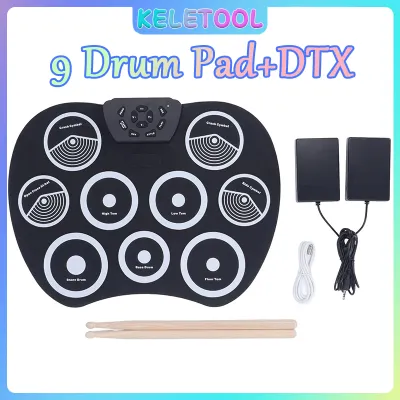 electronic drum pad electric Electronic Roll Up Drum Portable Silicone Drum Pad Set with Drum Sticks Foot Pedals Cartoon Design Digital Drum for Kids Beginners
