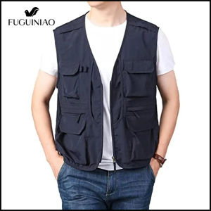 Fuguiniao áo khoác ngoài trời nam giới chiến thuật tiện ích nhiều kiểu ba lỗ có túi techwear đi bộ ngoài trời chụp ảnh câu cá Safari hàng hóa