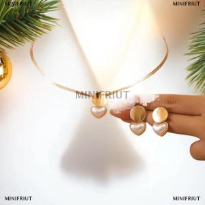 [COD] MINIFRIUT 2Pcs Minimalist Creative Heart-shaped Pendant Snake Chain Necklace Earrings Sets For Women Jewelry