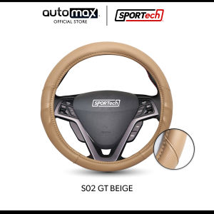 SPORTech Steering Wheel Cover / Protector Universal Anti-Slip Premium Genuine Leather Carbon and Synthetic Leather - Fits Steering Wheels 37-39 cm or 15" in Diameter
