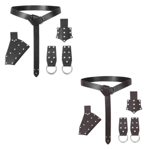 Multiuse Roleplay Accessories Belt Set with Rivets Studded Design And Decorative Pouch For Halloween Event Dressingup