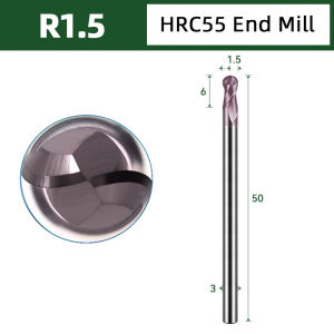 Carbide End Mill 2Flute Solid Carbide Ball Nose End Milling Cutter HRC55 Endmill Cutting Tool