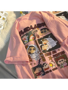 K&WM Japanese Cute Cartoon Crayon Shinchan Print T-shirt Womens Short Sleeve Loose Large Size Shirt Top