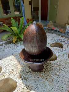 S107 Brown Egg Feng Shui Water Fountain Ball Pond Kolam Air Sandstone Garden Water Feature Balinese 风水流水喷泉瀑布池 Deco Home