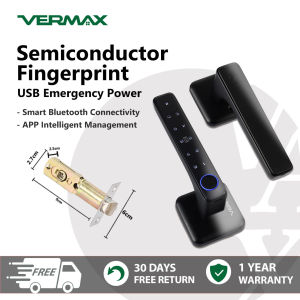 Vermax Smart Door Lock  Remote Unlocking Fingerprint Door Lock USB Emergency Power Smart Lock