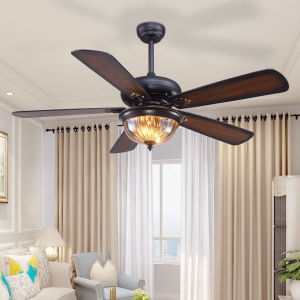 Quạt trần đèn trang trí 5 cánh-Động cơ DC lõi đồng-đèn 3 chế độ sáng lắp phòng khách-phòng ngủ-khách sạn-spa phong cách tân cổ