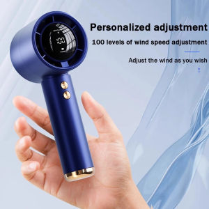 Portable N68 Turbo Mini Fan Handheld USB Rechargeable 100 Level Adjustment Speed LED Digital Display Electric Fan