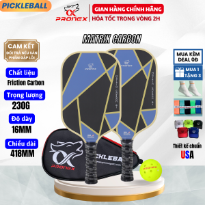 [Pronex] Vợt pickleball MATRIX CARBON 01 16mm Friction Carbon tay cầm chống trơn trượt siêu bền nhẹ thiết kế chuẩn dành cho nam nữ