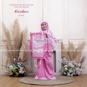 MUKENA ANAK KATUN RAINBOW PINK (TAS SAJADAH)