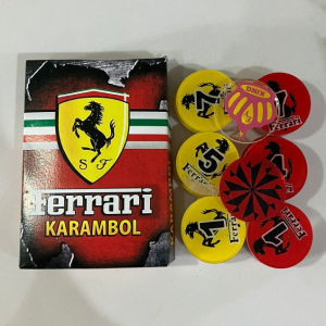 Biji Karambol Rangkap 2 Lapis Tebal 5 mm Motif Ferrari / Random | koin krambol dua layer original | 1 set buah kerambol 5mm | coin bola carambol | anak carrom games