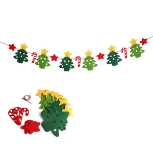STKE Cute DIY New Year Gifts Felt Non-woven Fabric Xmas Ornaments Christmas Decoration Christmas Pull Flag Party Supplies Hanging Banner