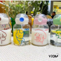 VTOM 600ml Small And Cute Plastic Water Bottle With Straw For Kids (8cm x 15cm) Drinking Botol Air Plastik Budak Murah. 